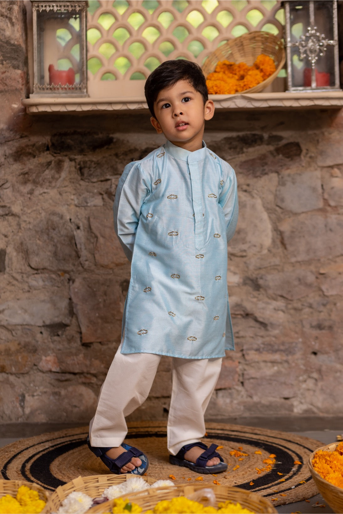 Sky Blue Car Kurta