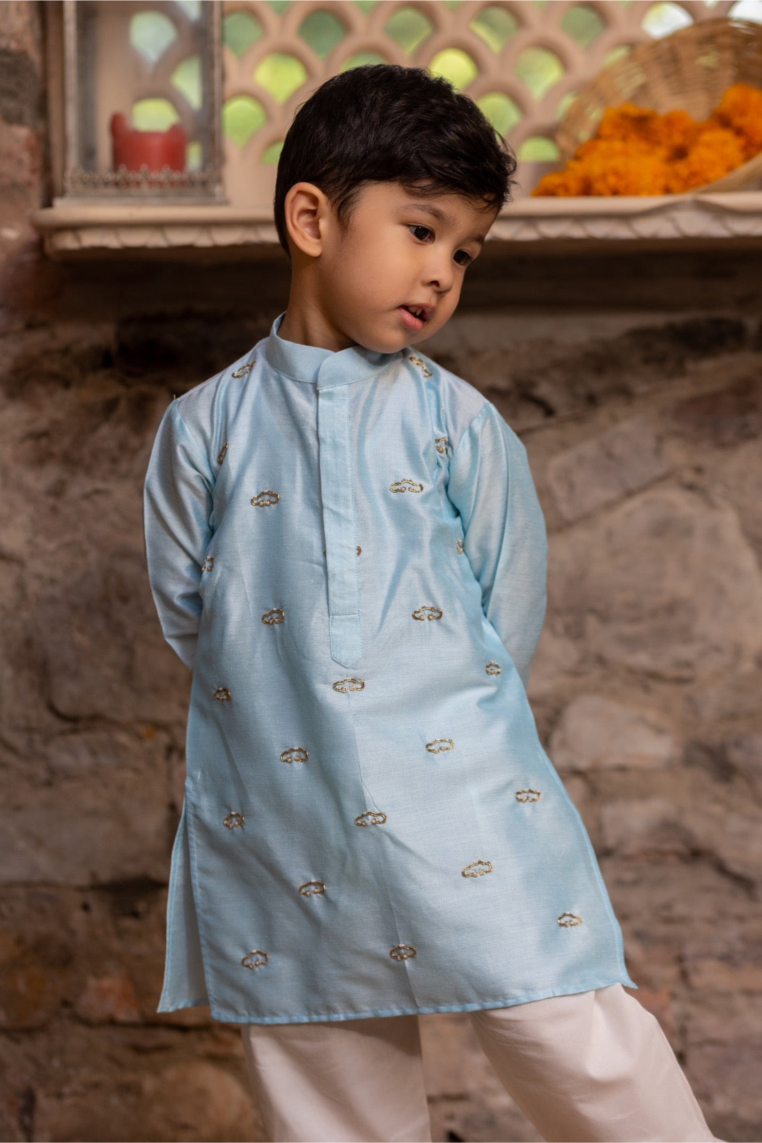 Sky Blue Car Kurta