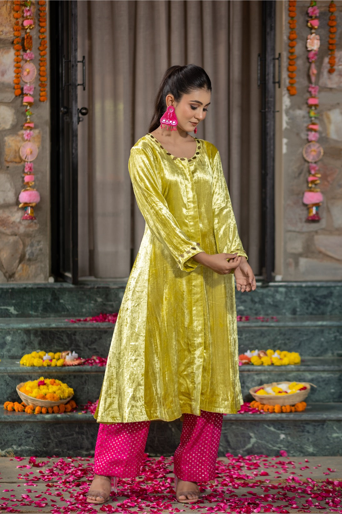 Velvet Coord with Banarasi Silk Pants