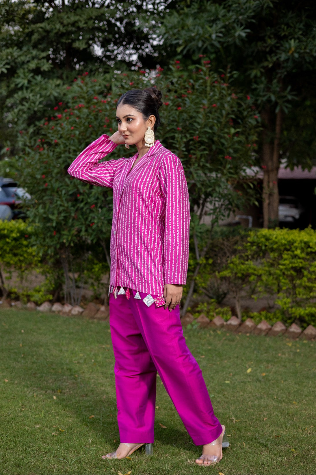 Chanderi Bandhani Jacket – Hand‑Embroidered Tassel