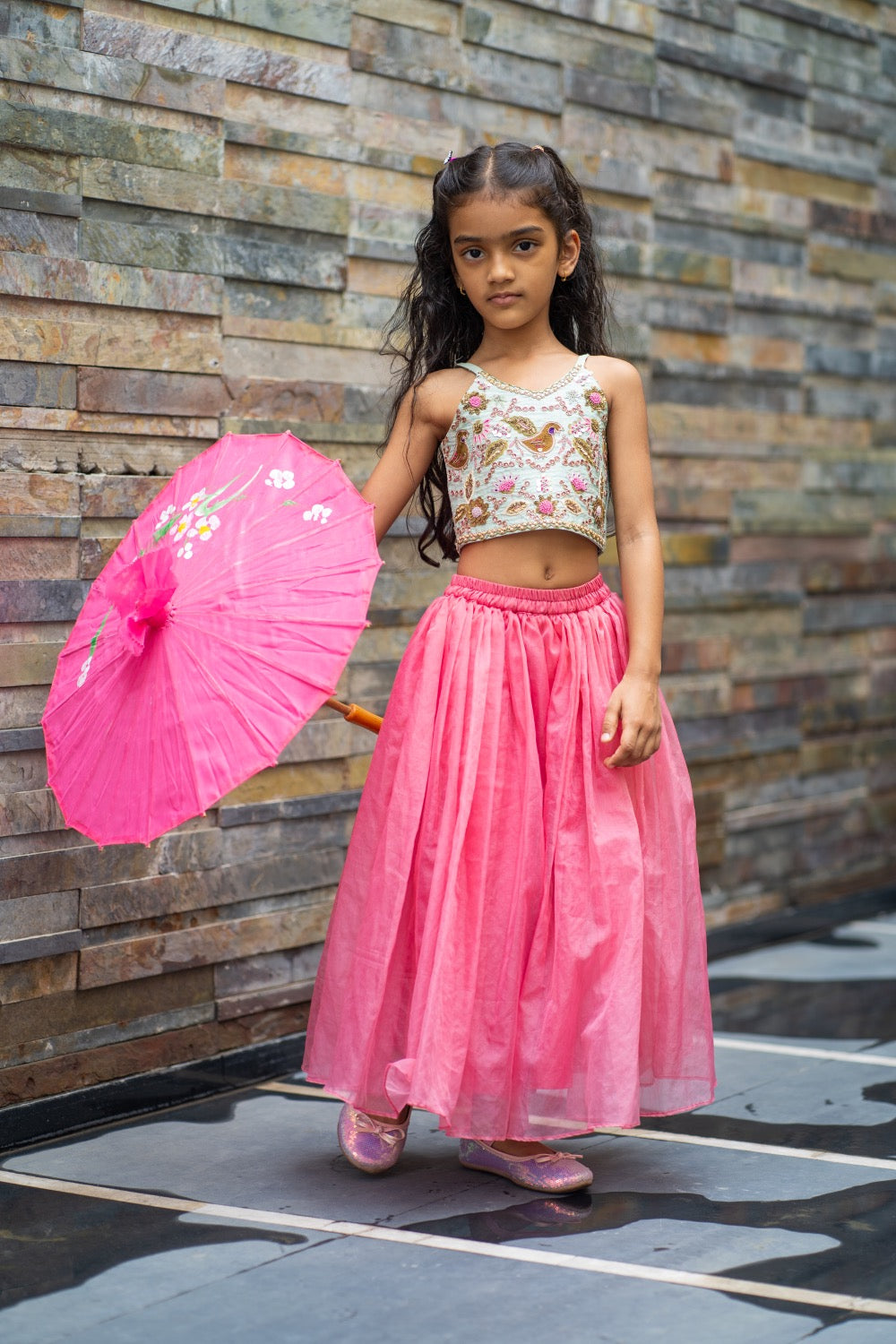 Mint & Peach Organza Garara Set