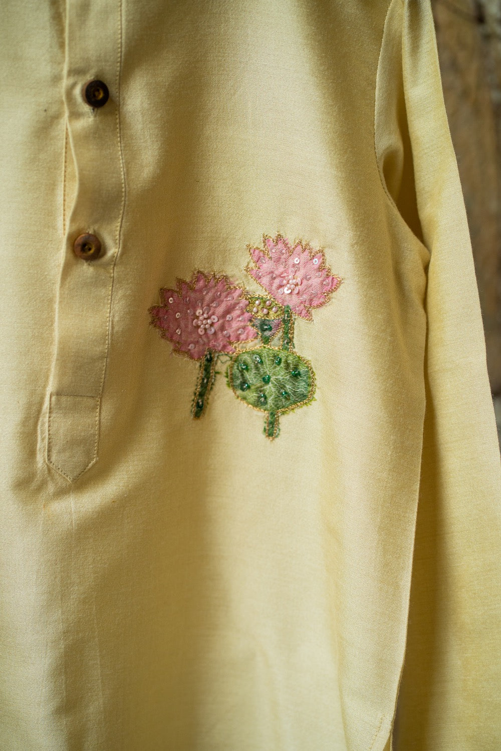 Beige Lotus Kurta