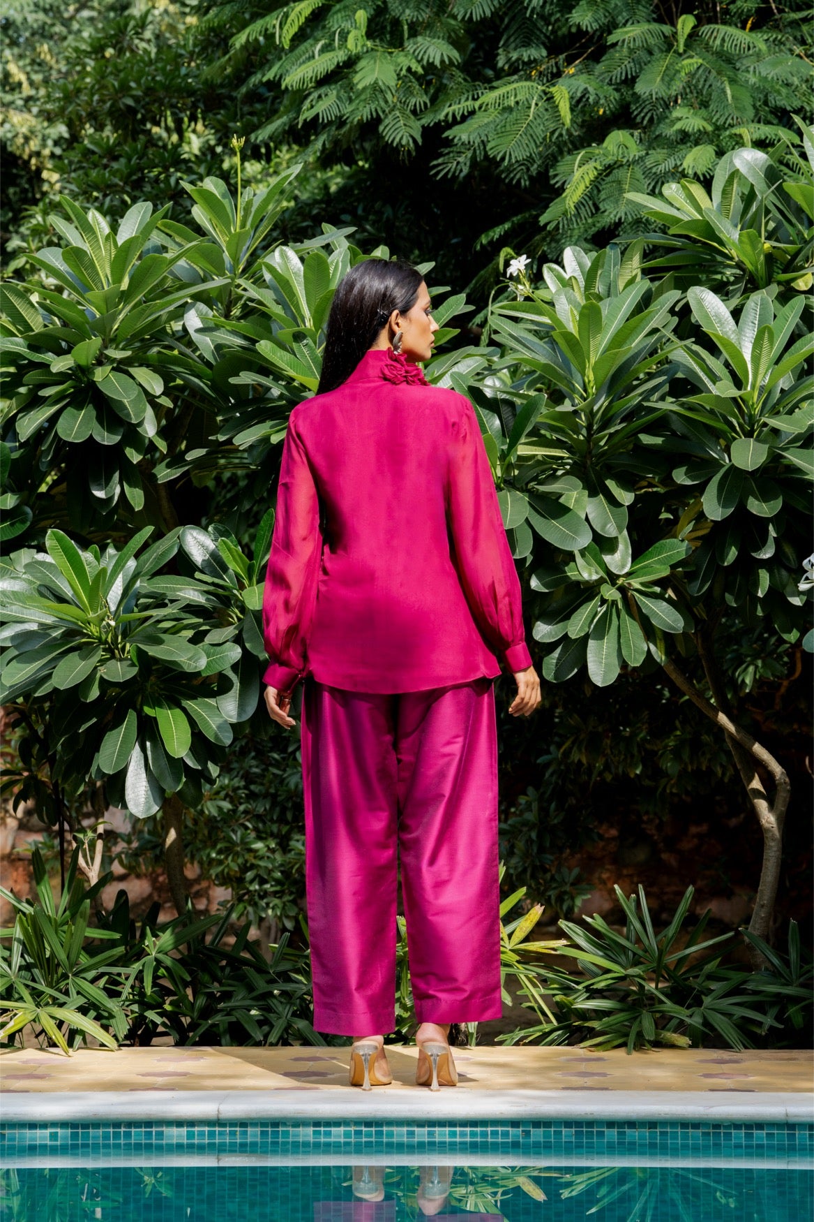 Bloom Co‑ord – Organza Shirt & Cotton‑Silk Pants