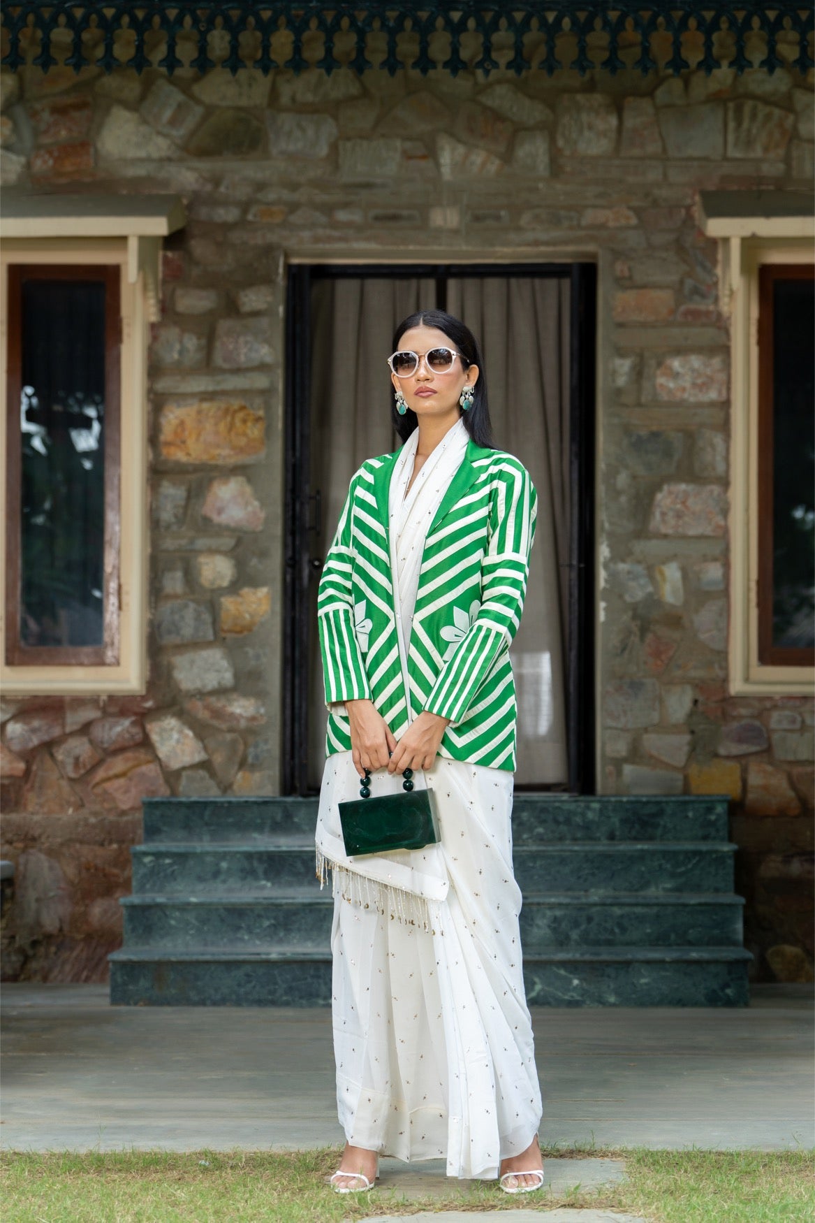 Aanchkala Green Jacket – Appliqué Detail