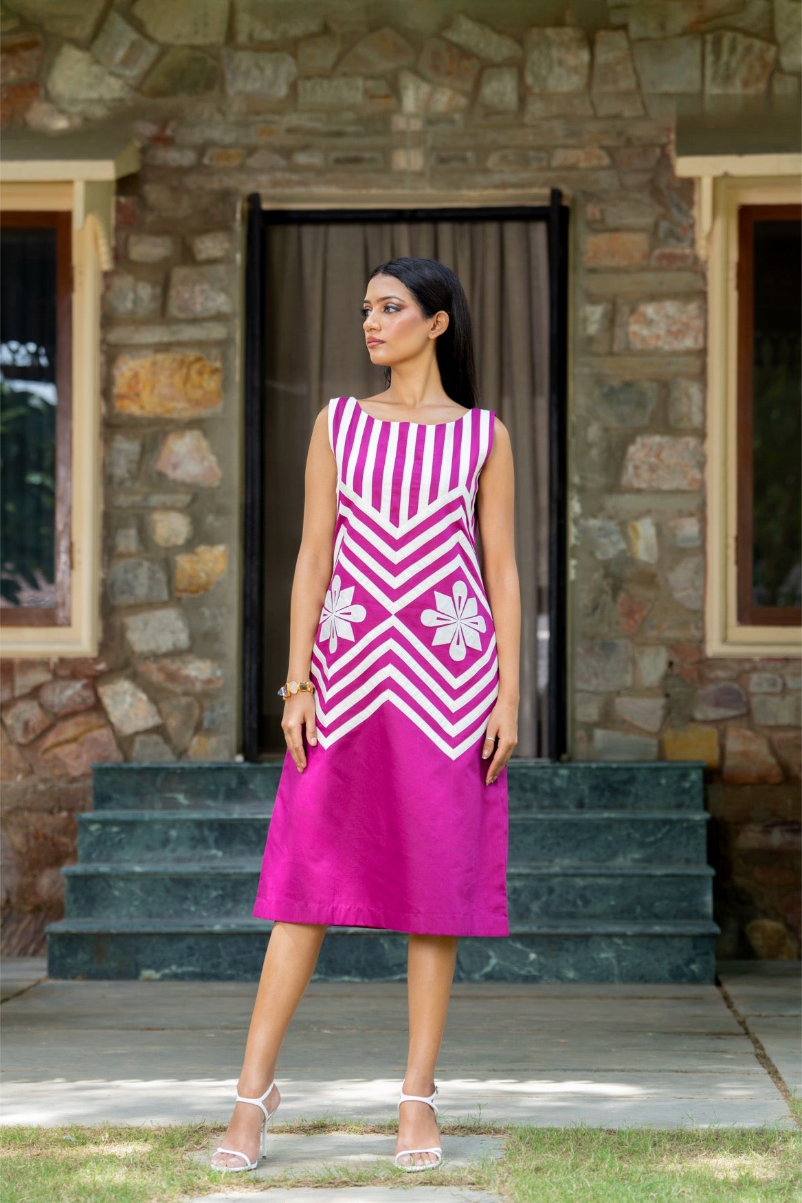 Aanchkala Pink Dress – Contemporary Appliqué