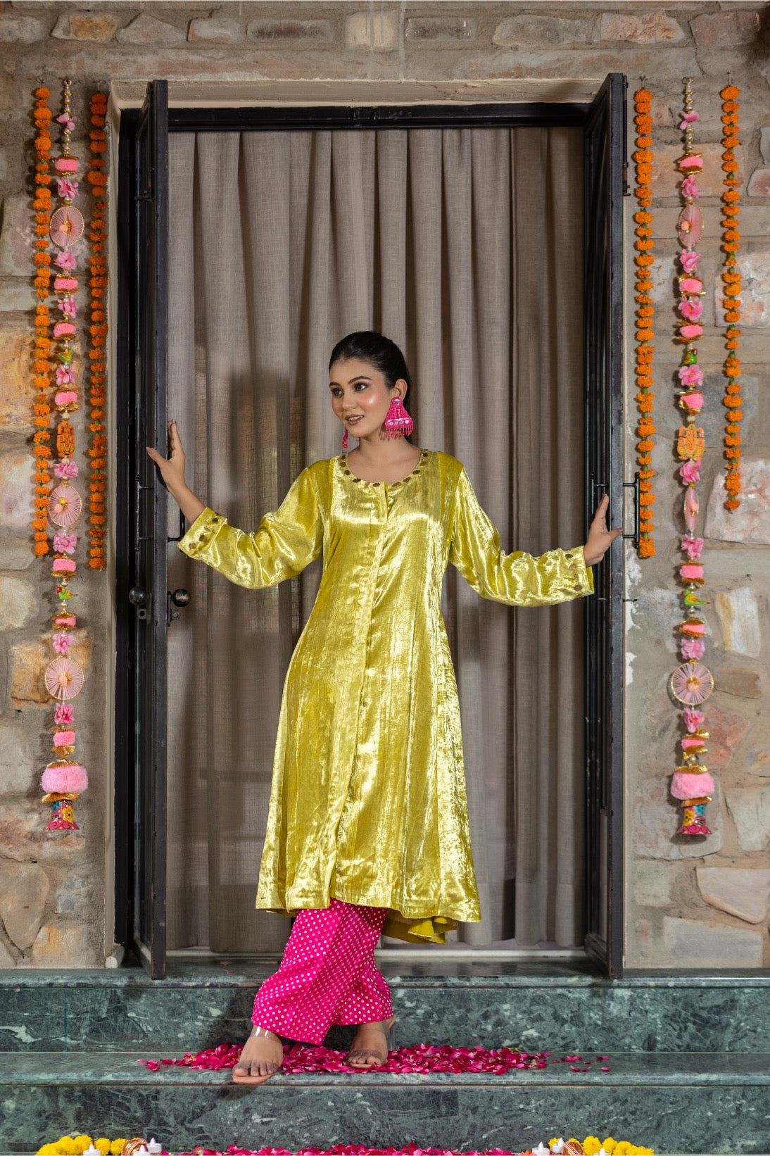 Velvet Coord with Banarasi Silk Pants