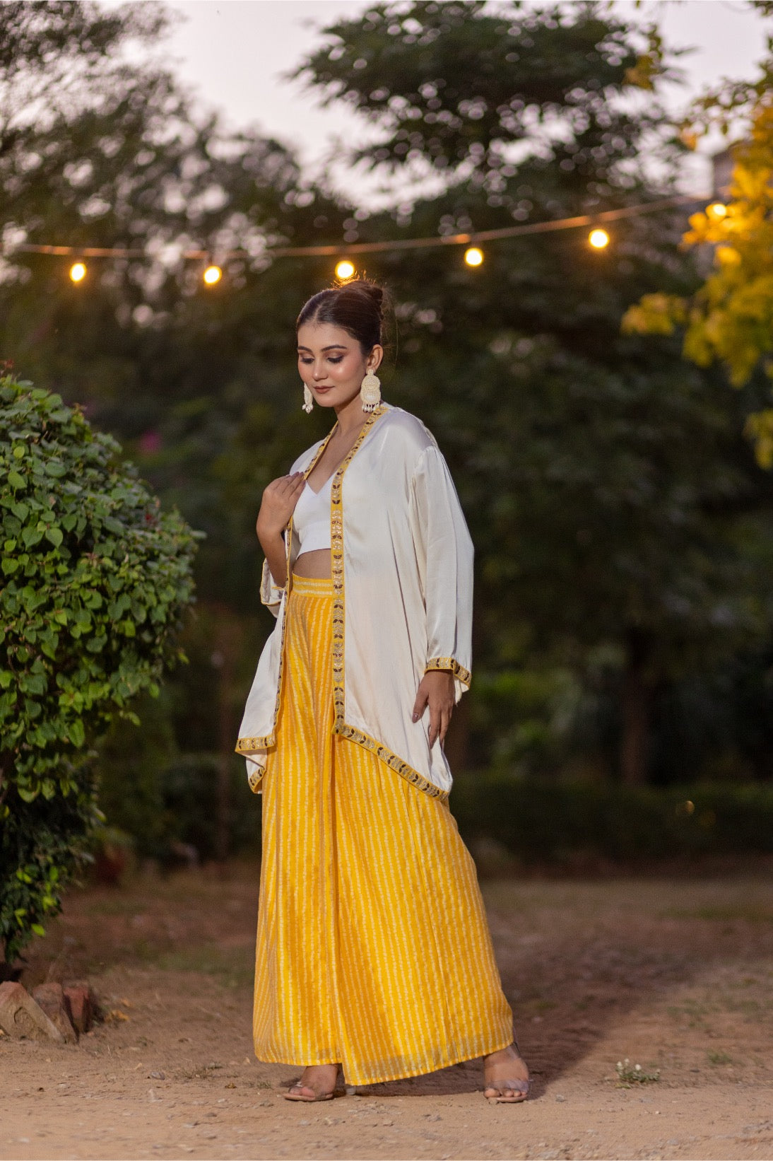 Bandhani Pants & Modal‑Satin Jacket Set