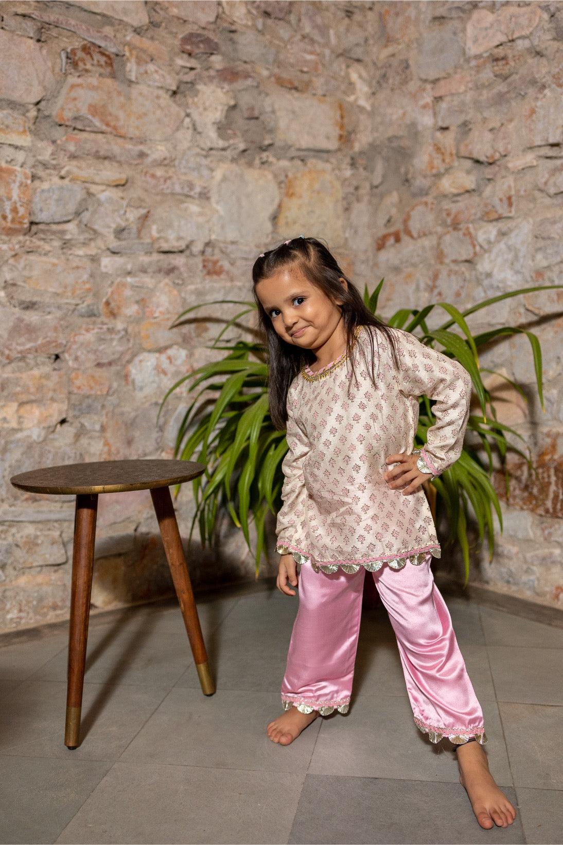 Royal Bloom Block‑Print Kurta Set