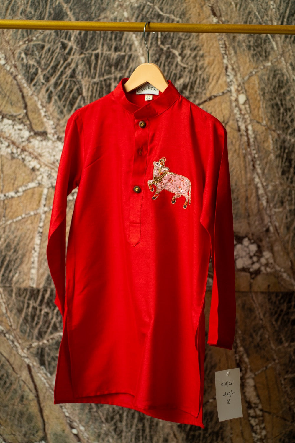 Red Pichwai Cow Kurta