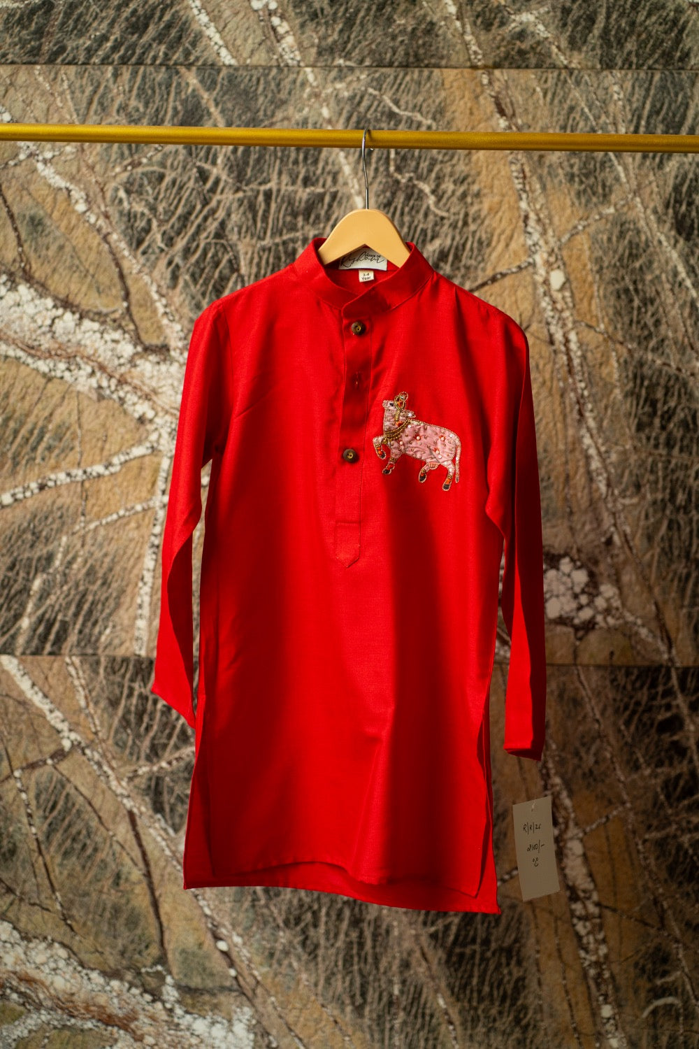 Red Pichwai Cow Kurta