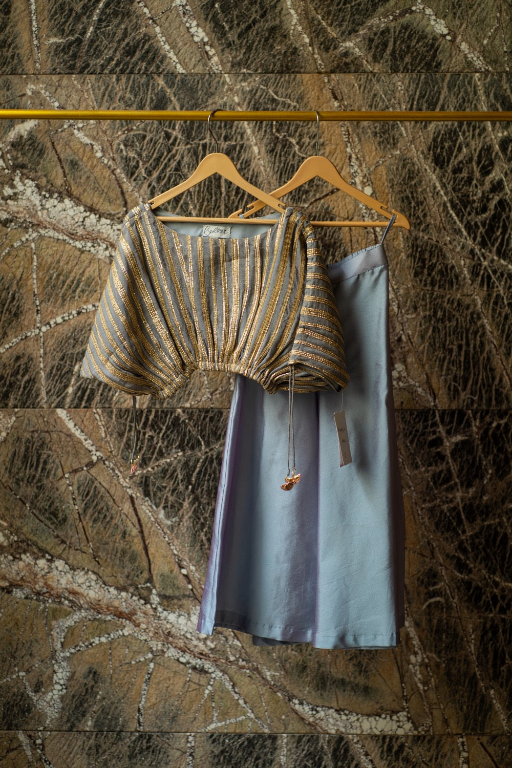 Gota‑Detailed Silk Co‑ord