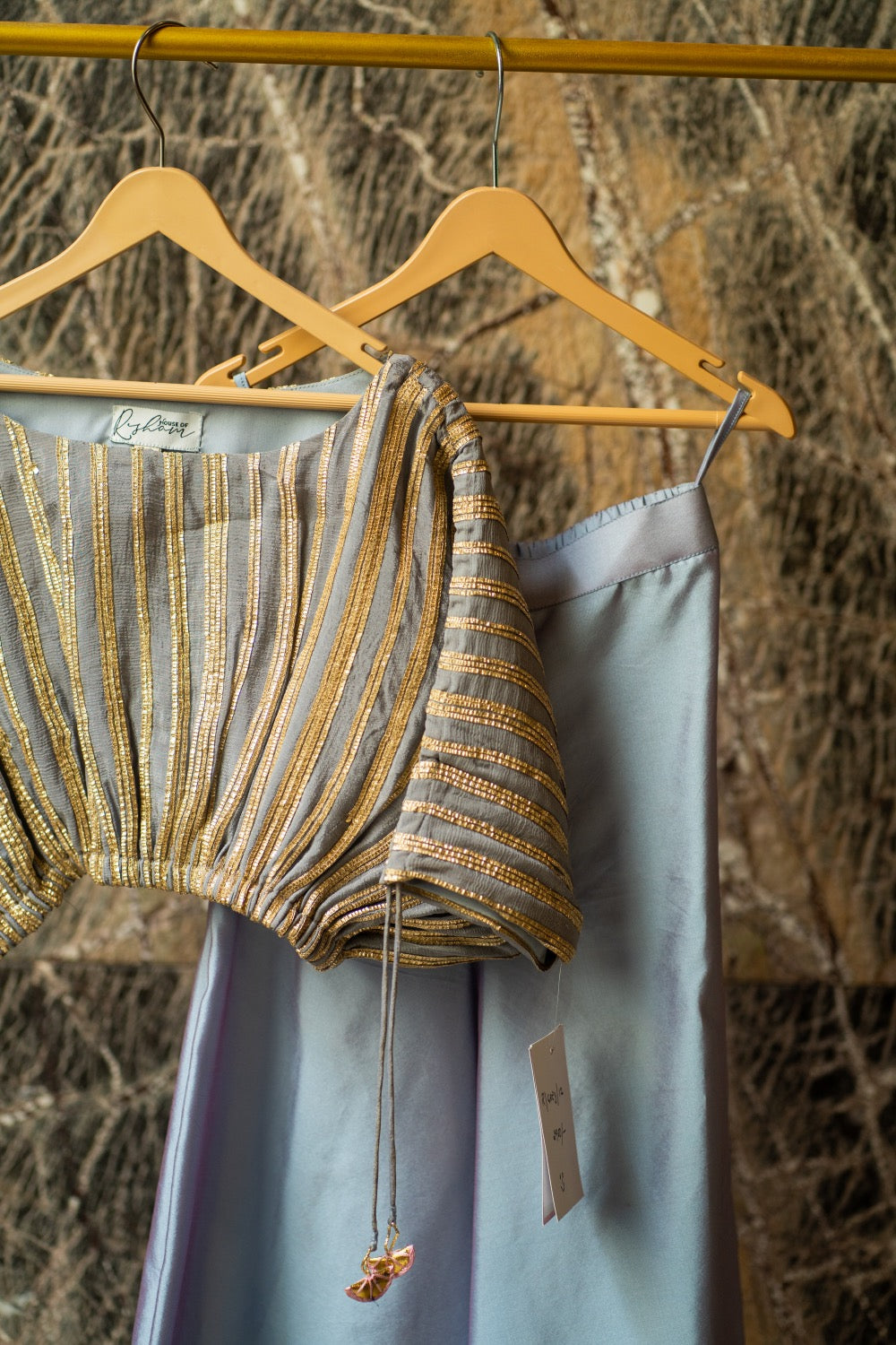 Gota‑Detailed Silk Co‑ord