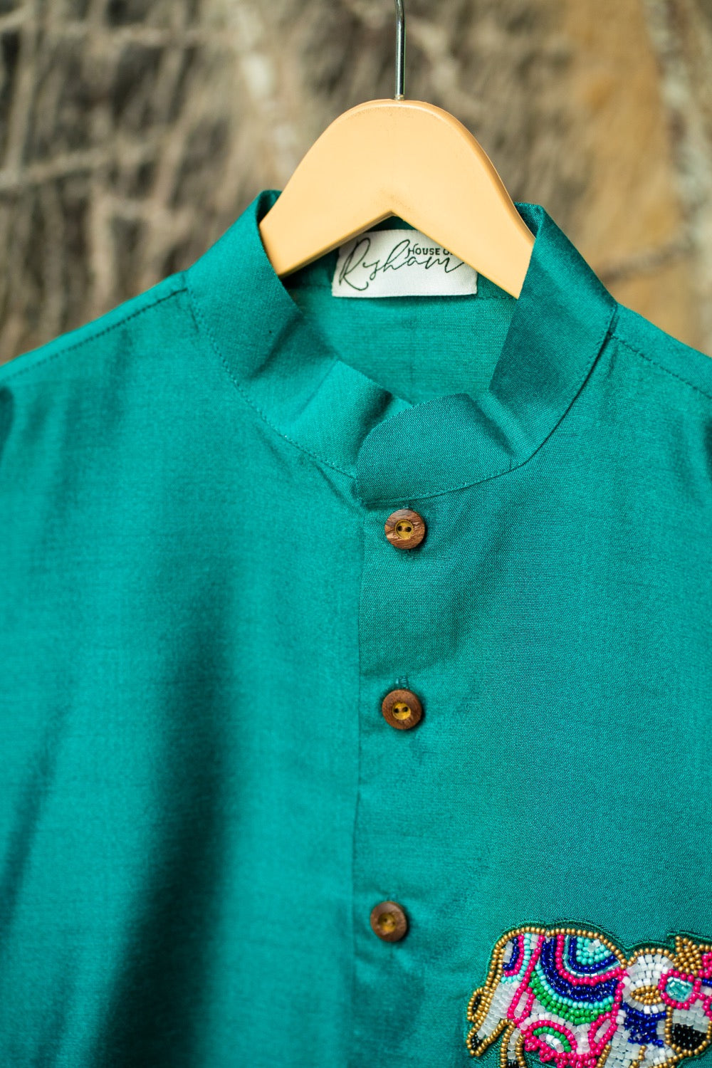 Teal Cow Motif Kurta