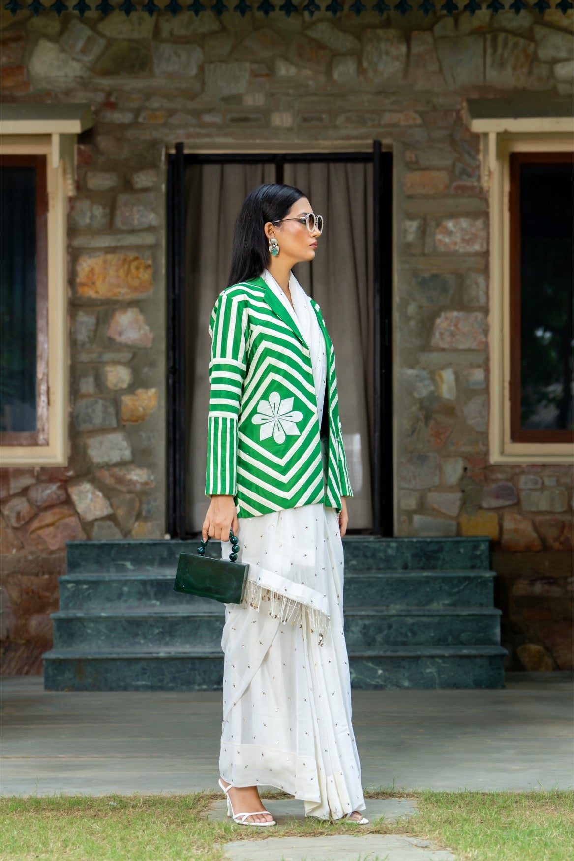 Aanchkala Green Jacket – Appliqué Detail