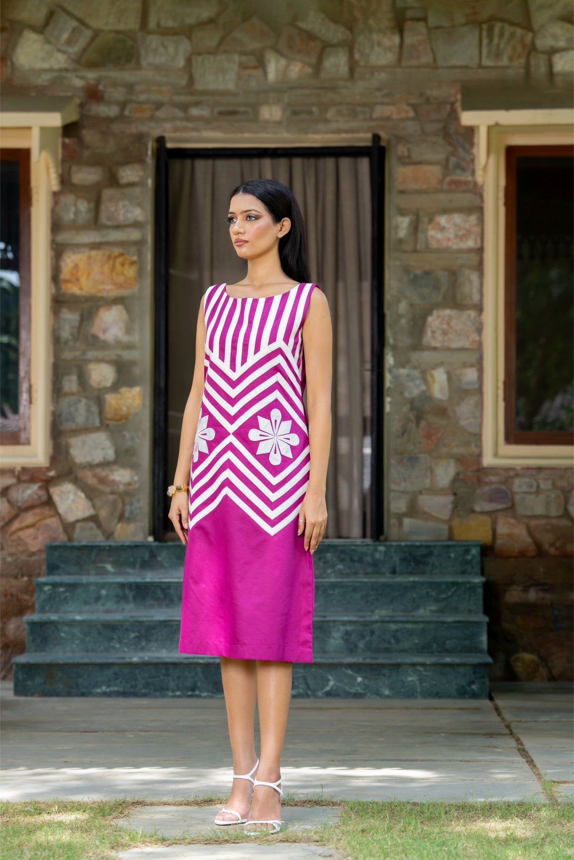 Aanchkala Pink Dress – Contemporary Appliqué